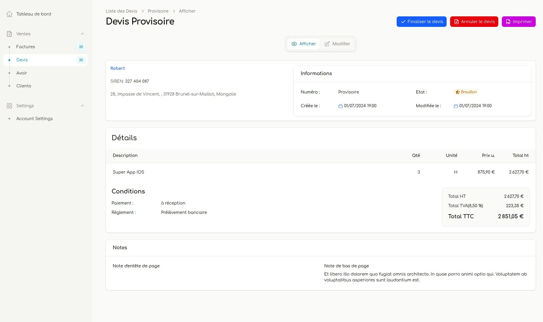 création d'application CRM - facturation